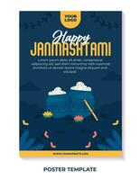 Happy janmashtami hindu festival celebration for poster design vector