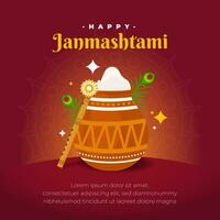 Happy janmashtami hindu festival celebration for social media post vector