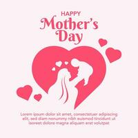 Flat mother's day social media post design template vector