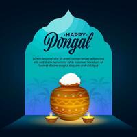 Happy Pongal religious festival on tree background vector