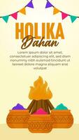 Flat happy holika dahan social media stories illustration vector