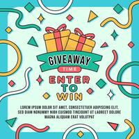 Giveaway contest flat banner social media post design template vector