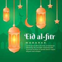 eid al-fitr social medios de comunicación enviar modelo con islámico decoración vector