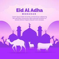 Flat eid al adha mubarak for social media post design template vector