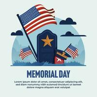 Memorial day social media post design template vector