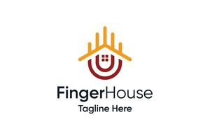 Modern line art house finger logo design vector