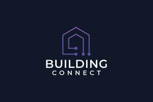 Technology elegant building real estate logo design vector