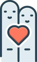 color icon for heart on two finger vector