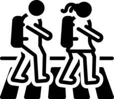 solid icon for child cross zebra crossing vector