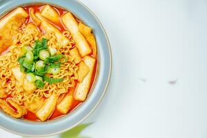 Rabokki, Korean style Stir-fried Instant Noodle. photo