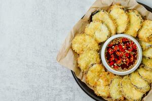 fried eggplant, Flatten the eggplant and dredge in the tempura flour, shaking off any excess. Mix the tempura flour, egg, and water to make a tempura batter. Once the oil is hot, photo