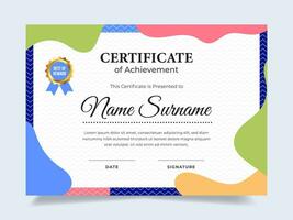 Candy color certificate template with badge. Suitable for achievement, rewards diploma and employee vector