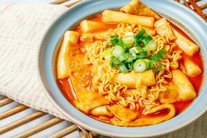 Rabokki, Korean style Stir-fried Instant Noodle. photo
