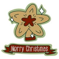 un tarjeta postal con un Navidad árbol juguete estrellas en parte superior de el Navidad árbol, un tradicional Navidad vector ilustración. un tarjeta postal para el fiesta en retro estilo. dibujos animados objeto