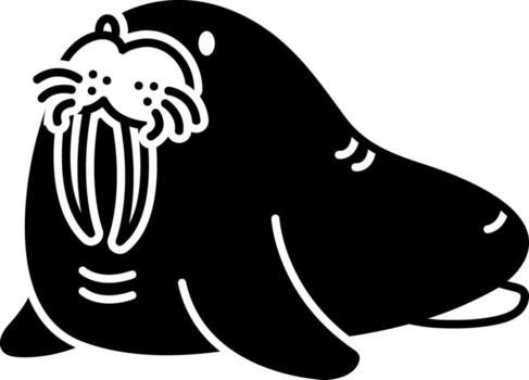 solid icon for walrus vector