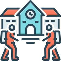 color icon for students entering in the school vector