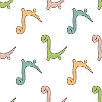 Hand drawn diplodocus dinosaurs seamless pattern. Childish print for tee, paper, textile and fabric. vector