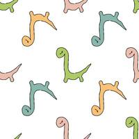 Hand drawn diplodocus dinosaurs seamless pattern. Childish print for tee, paper, textile and fabric. vector