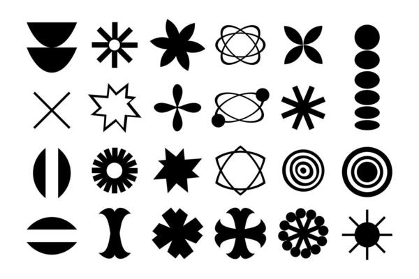 Swiss aesthetic elements collection. Brutalist bauhaus shapes for decor and design.
