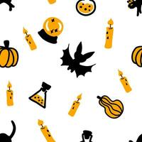 Cute spooky halloween seamless pattern. Perfect print for tee, paper, textile and fabric. vector