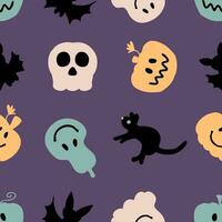 Happy halloween spooky seamless pattern. Perfect print for tee, paper, textile and fabric. vector