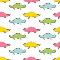 Hand drawn brachiosaurus dinosaurs seamless pattern. Childish print for tee, paper, textile and fabric. vector