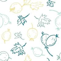Colorful grunge seamless pattern with gooseberry berries. Perfect print for tee, paper, textile and fabric. vector