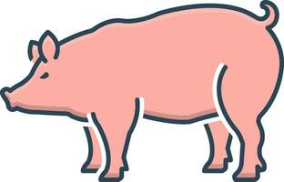 color icon for pig vector