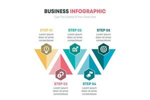 Business Infographic Presentation template with 5 step pyramidal diagram and text vector