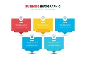 horizontal infografía diseño modelo creativo concepto con 5 5 pasos vector