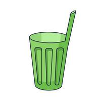 Reusable mug with drinking straw. Sustainable lifestyle, zero waste, ecological concept. Vector illustration in cartoon style. Recycling, waste management, ecology, sustainability.