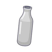 Reusable glass milk bottle. Sustainable lifestyle, zero waste, ecological concept. Vector illustration in cartoon style. Recycling, waste management, ecology, sustainability.