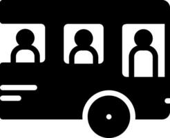 sólido icono para estudiante sentado en el autobús vector