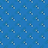 Mouse Cursor on Satellite vector blue seamless pattern