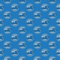 Satellite around the World vector concept blue seamless pattern
