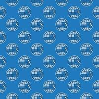 Satellite around the World vector concept blue seamless pattern