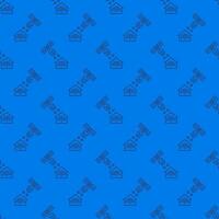 House and Satellite vector Satellite Internet Access line blue seamless pattern