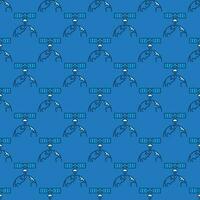 Satellite in Space with Earth vector blue seamless pattern