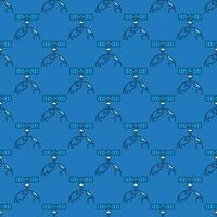 Satellite in Space with Earth vector blue seamless pattern