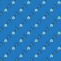 Satellite and House vector Satellite Internet Access blue seamless pattern