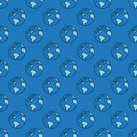 Vector Satellite Internet Access seamless pattern - Earth Planet and Satellite blue background