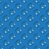 Vector Satellite Internet Access seamless pattern - Earth Planet and Satellite blue background