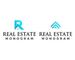 R letter monogram home real estate logo design. vector