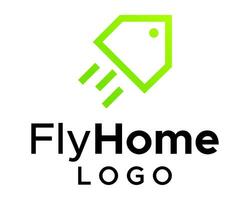 Home and geometric flying speed logo design. vector