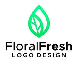 sencillo geométrico floral Fresco sano herbario hoja logo diseño. vector