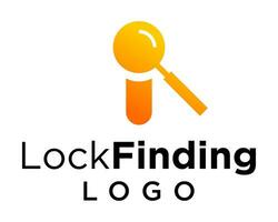 Keyhole symbol and magnifying glass logo design. vector