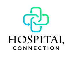 Medical cross hospital connection logo design. vector