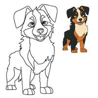 Outline cute dog for coloring page. Puppy coloring book for children education. Vector illustraiton.