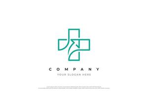 Cross Medical Arrow Logo Design vector