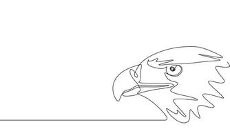 Eagle head one line continuous vector illustraiton. Line art concept bird banner. Outline, silhouette vector illustration.